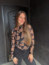 Yellow Floral Mesh Top