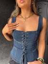 Lace Up Denim Top