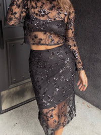 Lucy Paris Helena Lace Sequined Skirt