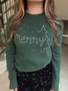 Round Neck Green Merry Sweater