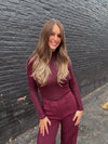 Lucy Paris Pacie Knit Long Sleeve Top - Burgundy