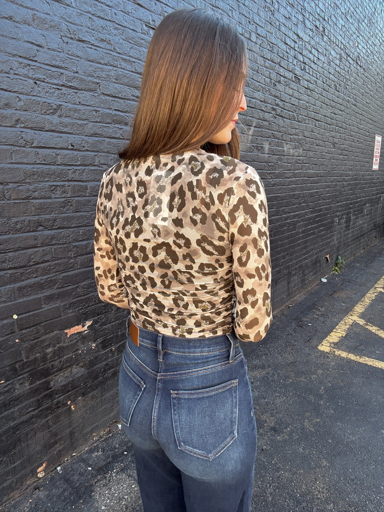 Leopard Mesh LS Top
