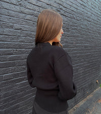 Gold Button Cardigan - Black
