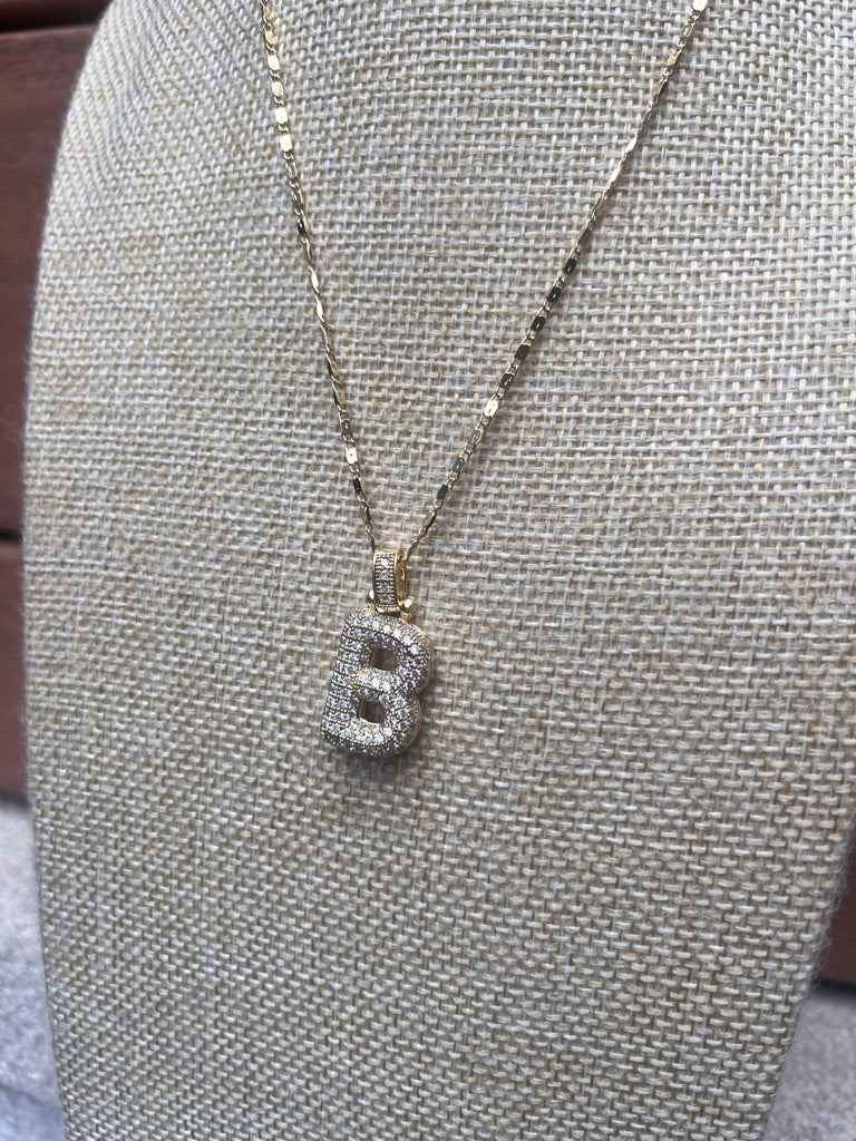 Puffy Initial Necklace - B