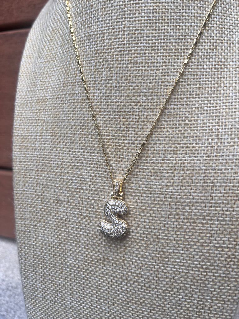 Puffy Initial Necklace - S