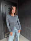 Split Hem Top - Gray