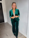 Velour Wide Leg Pant - Emerald