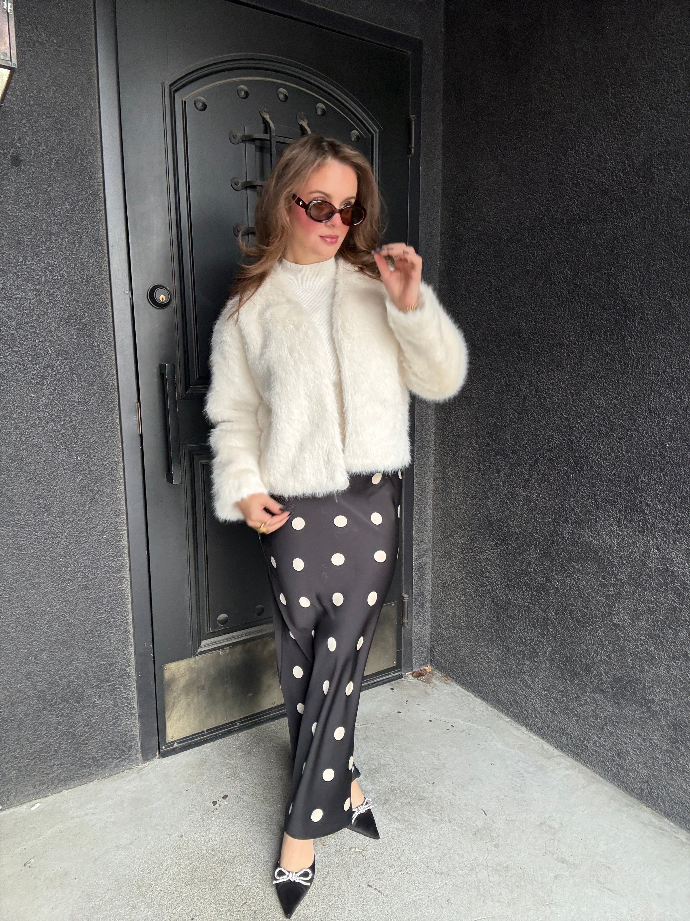 Faux Fur Open Jacket - Ivory