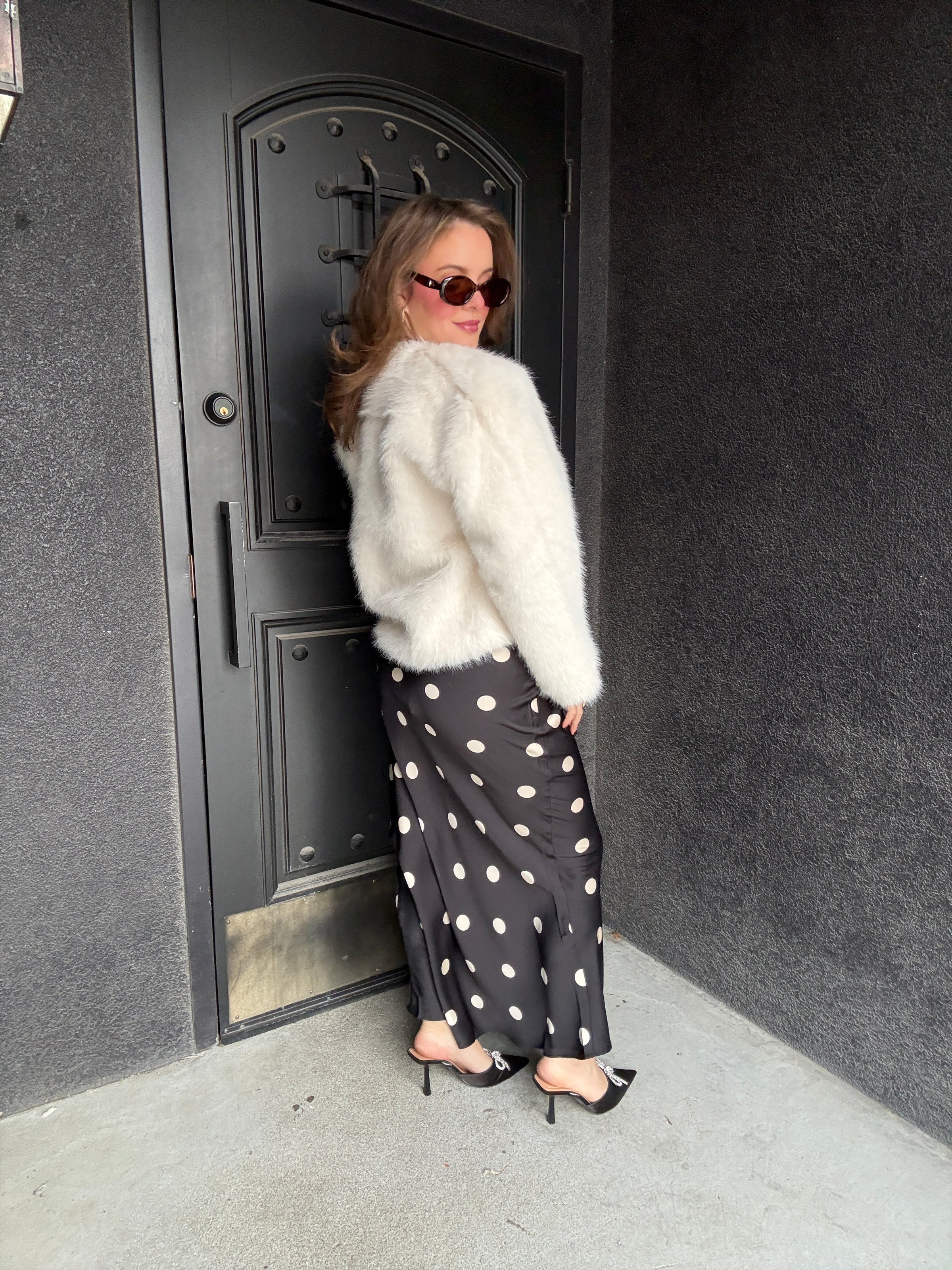 Faux Fur Open Jacket - Ivory