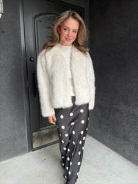 Faux Fur Open Jacket - Ivory