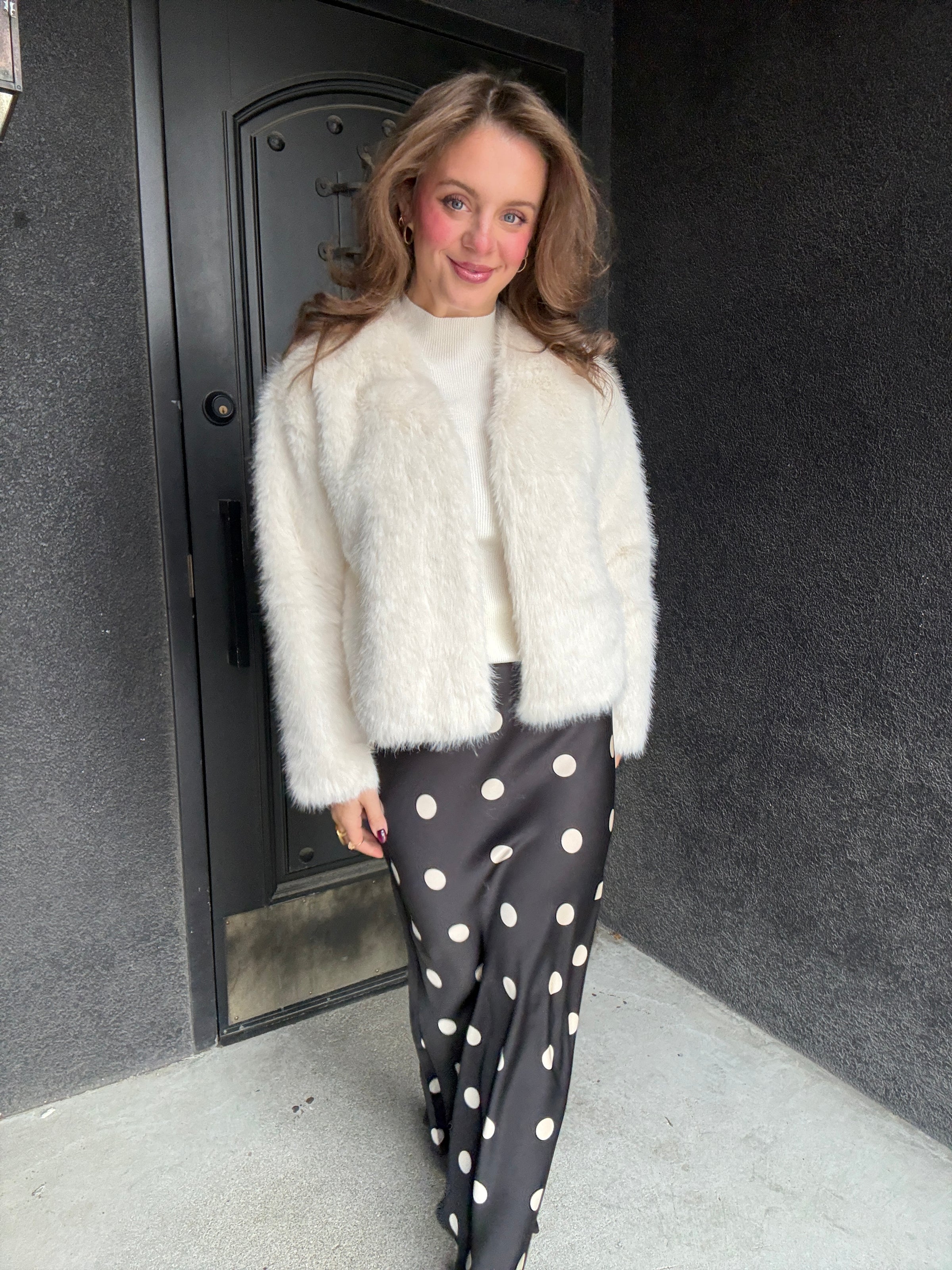 Faux Fur Open Jacket - Ivory