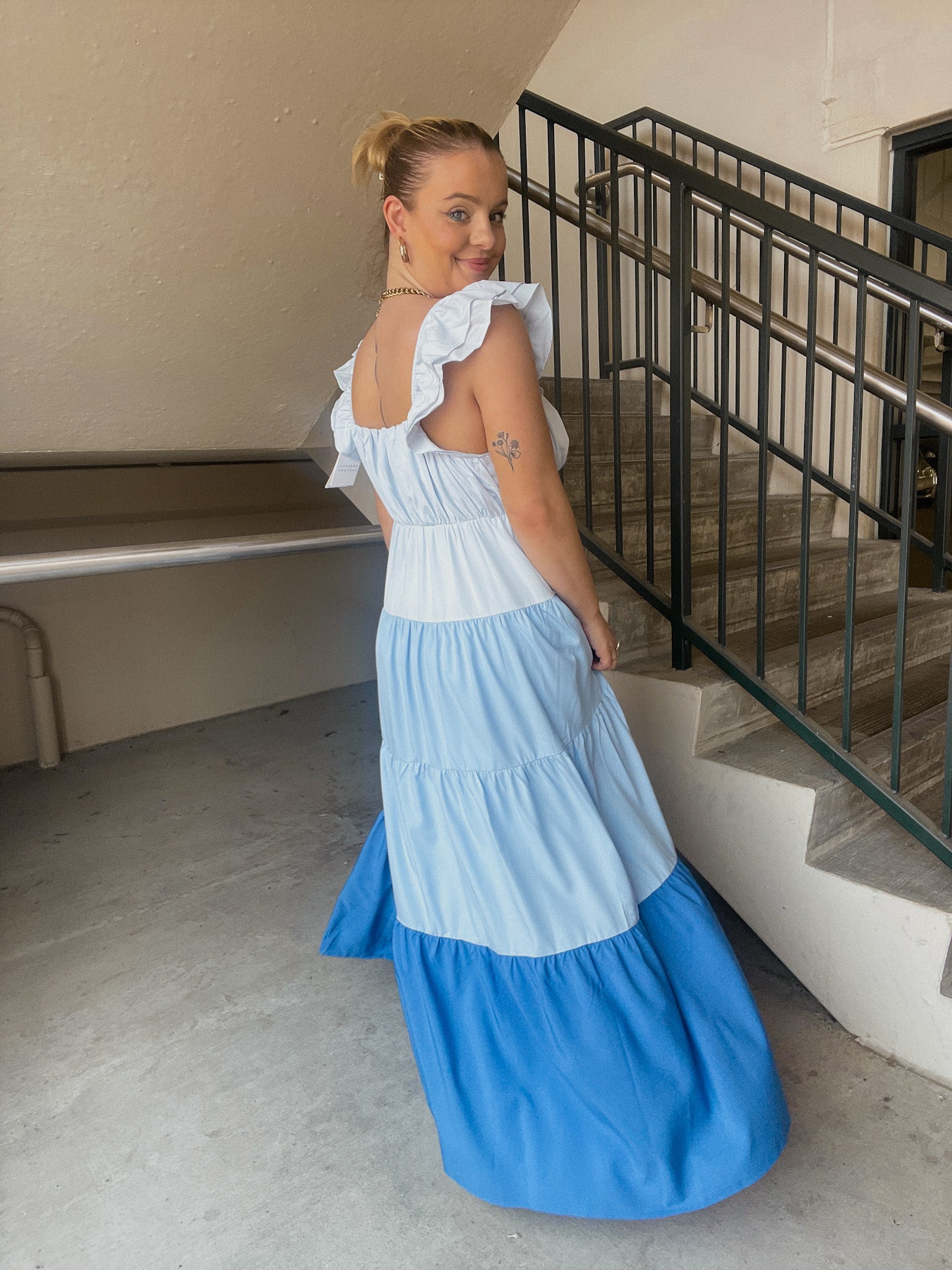 English Factory Sweet Heart Color Block Maxi Dress