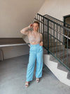 Mock Neck Mesh Top - Cream
