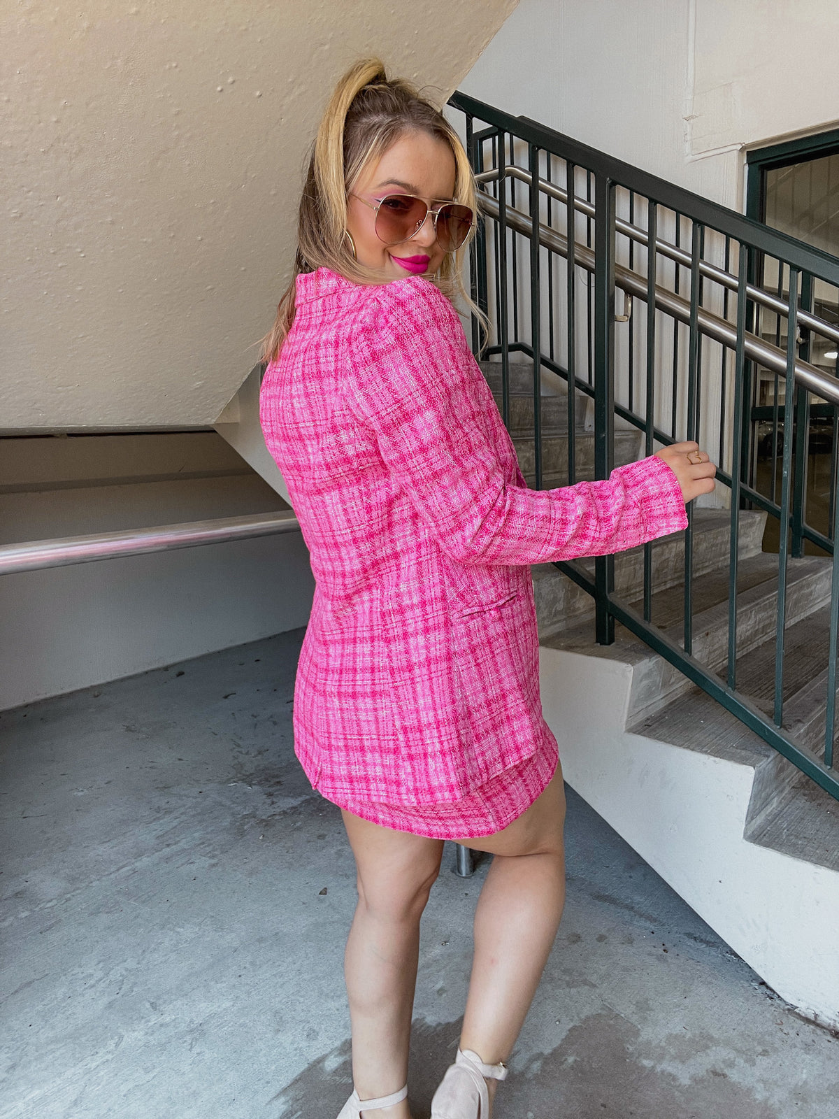 Hot Pink Tweed Skirt