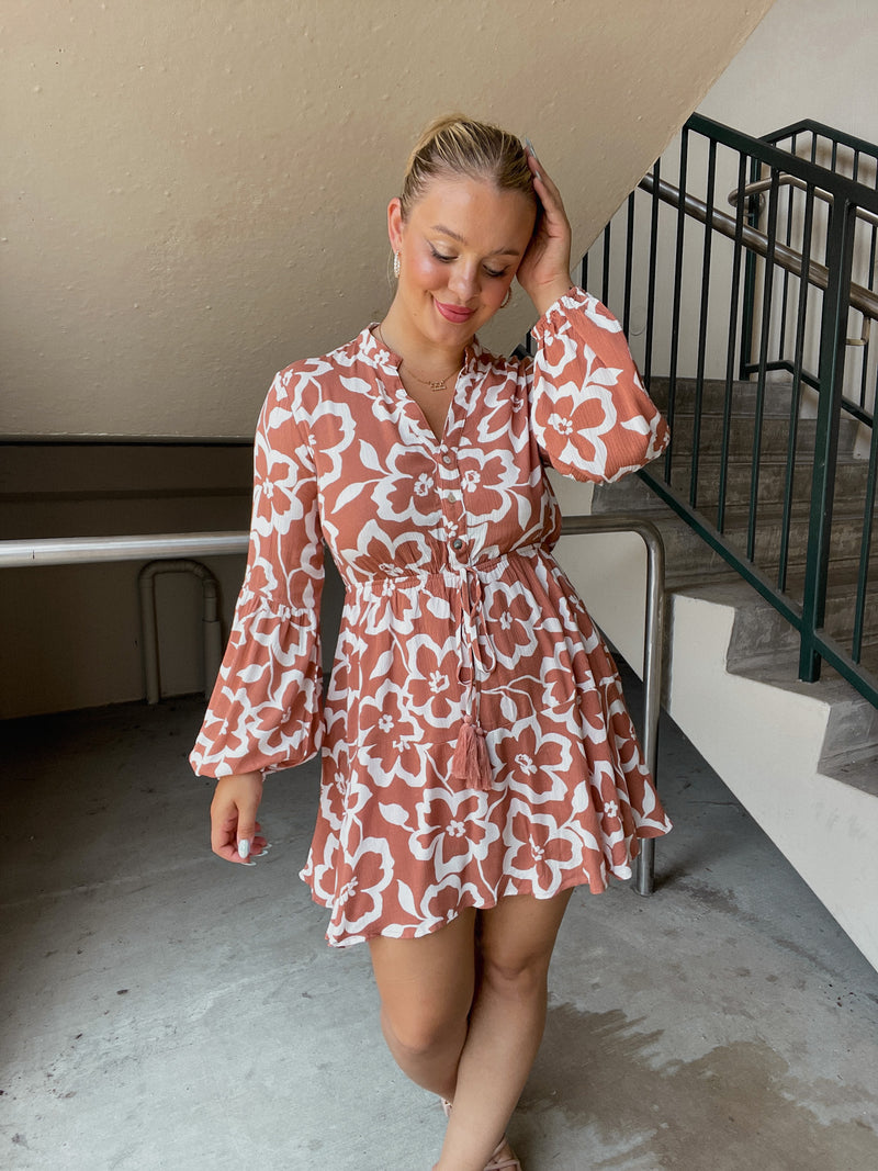 Rust Floral Mini Dress