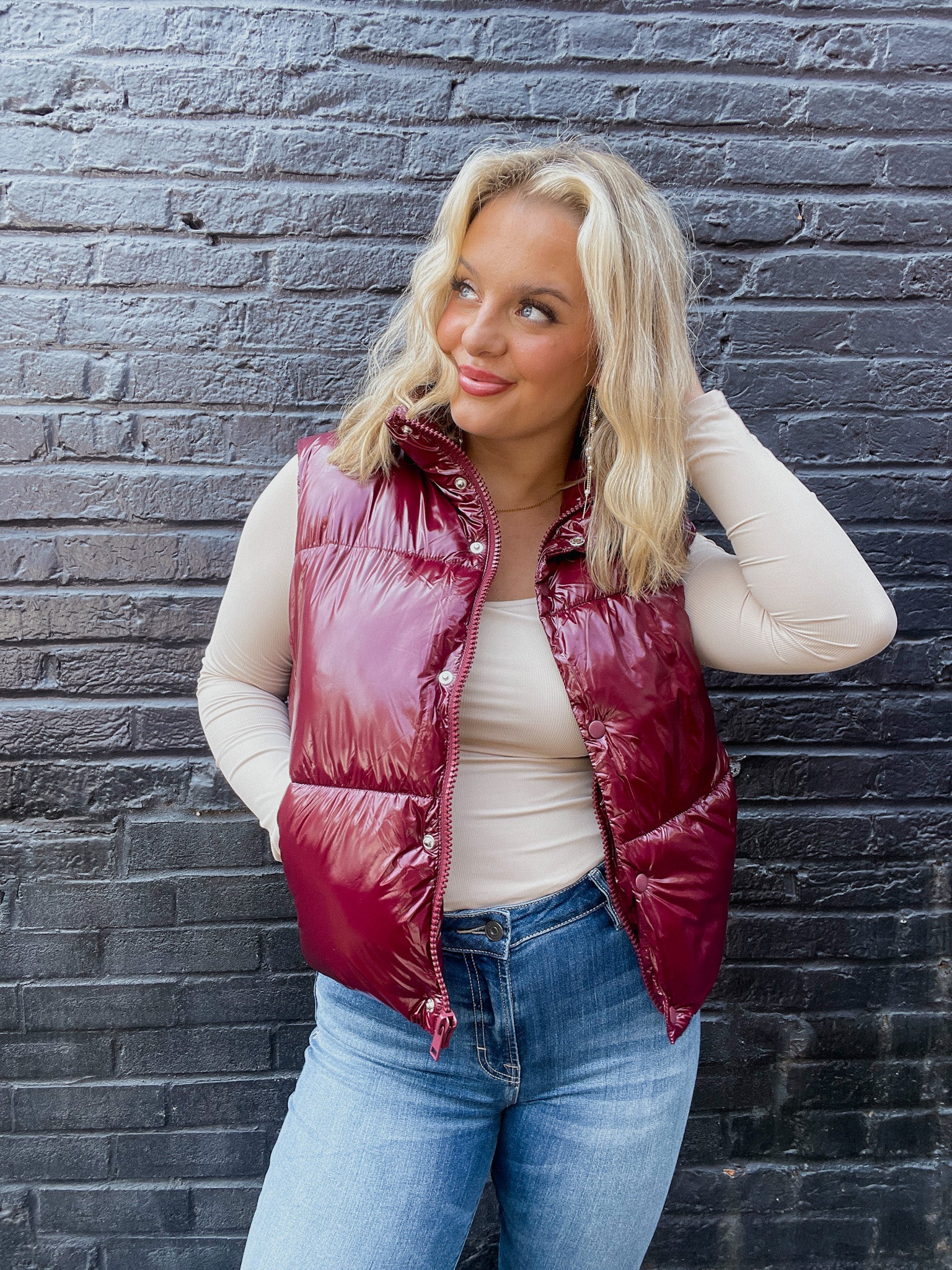 Marmi Puffer Vest - Burgundy
