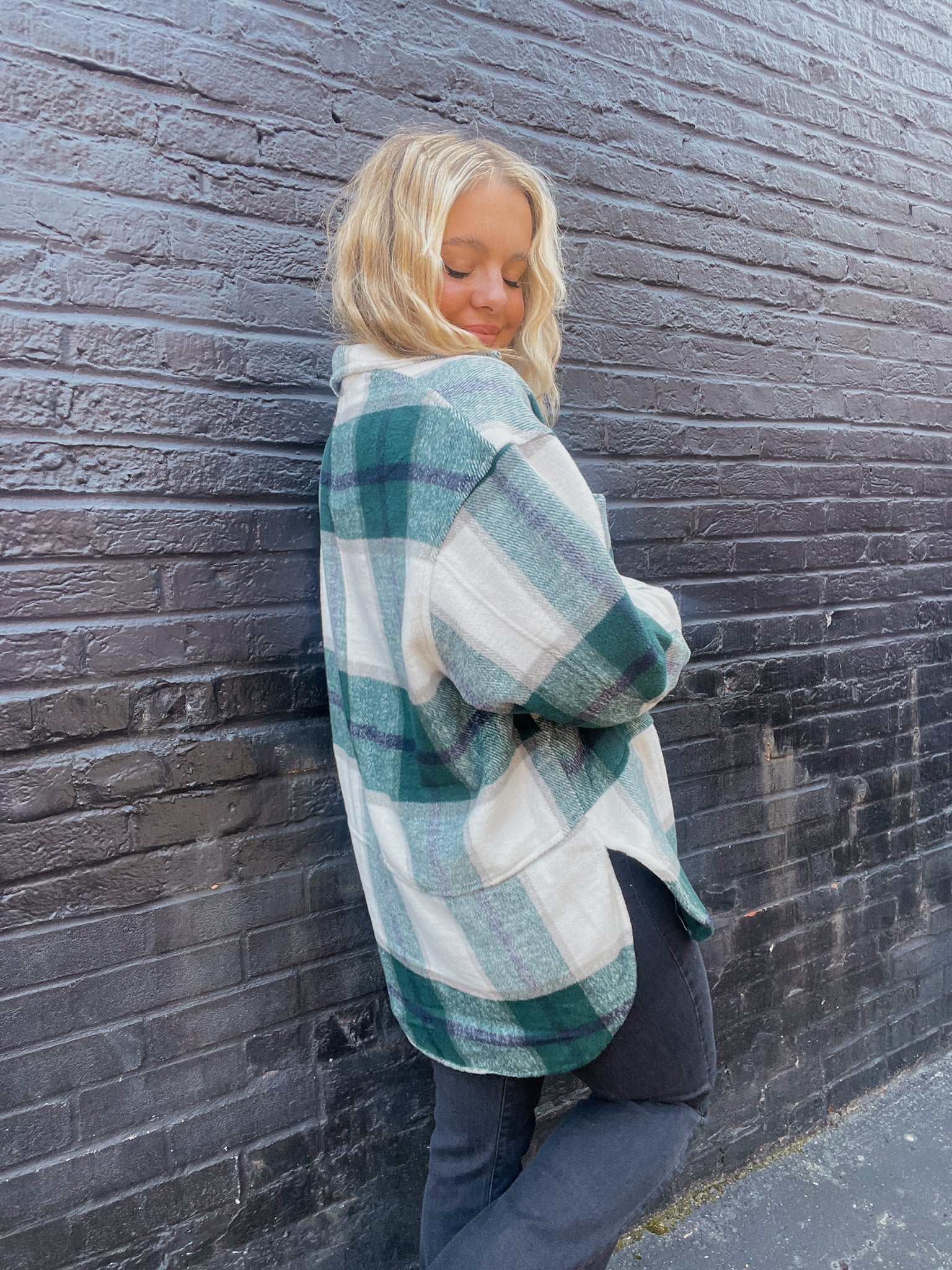 Plaid Oversized Jacket - Green