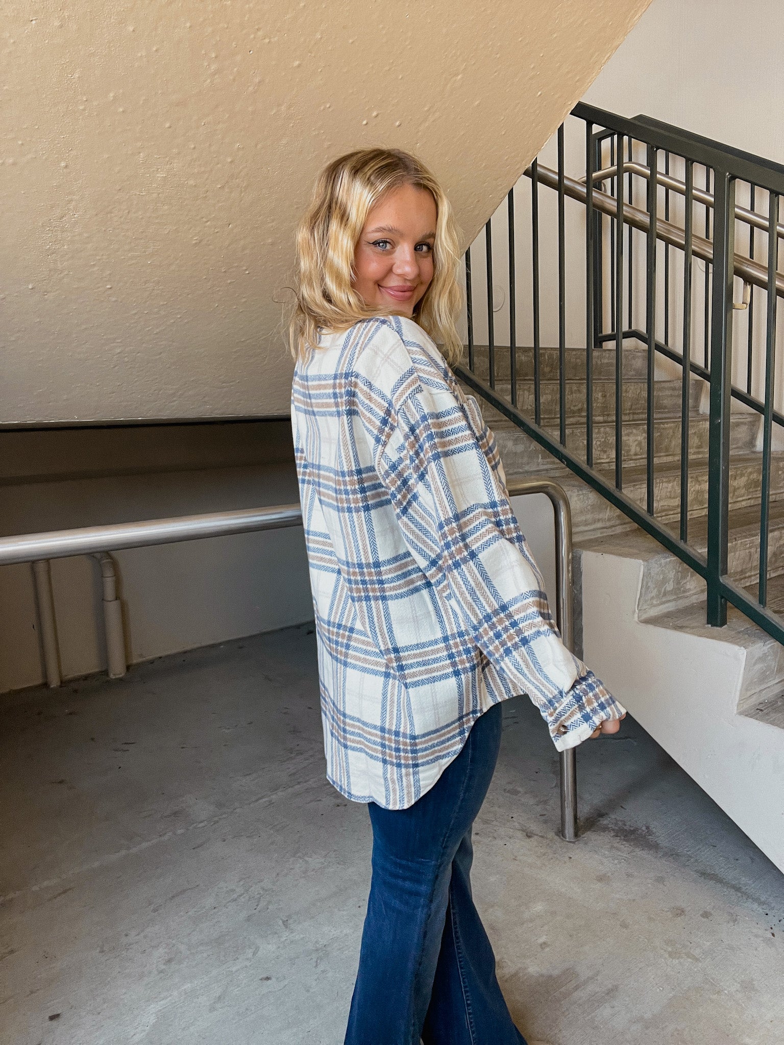 Blue Taupe Button Down Shirt