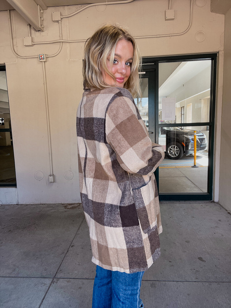 Taupe Brown Plaid Jacket