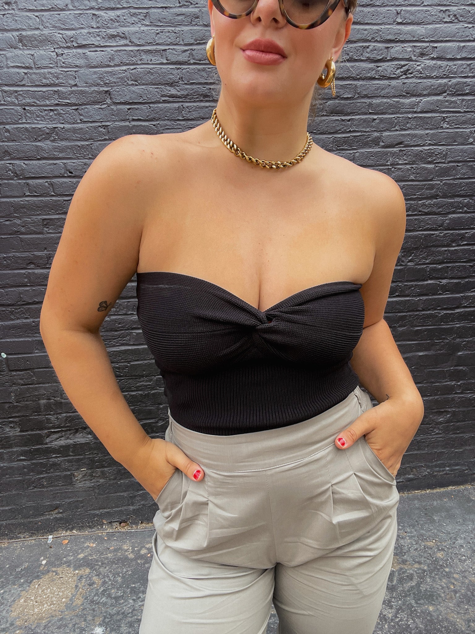 Twist Front Tube Top - Black