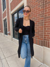 Hooded Open Cardigan - Black