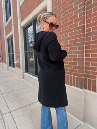 Hooded Open Cardigan - Black
