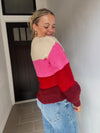 Berry Pink Color Block Sweater