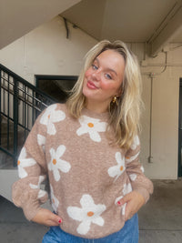 Taupe Floral Sweater