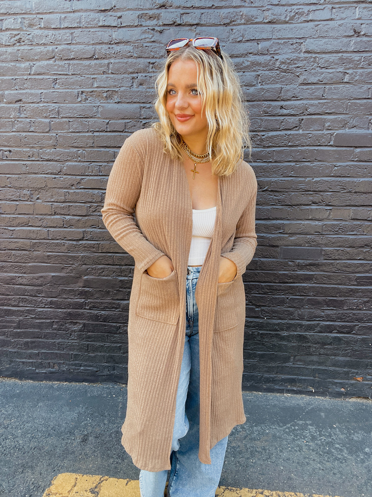 Taupe Open Cardigan