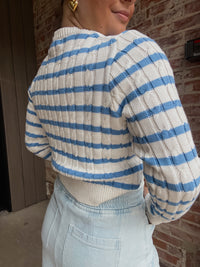 Striped Sweater Cardigan - Sky