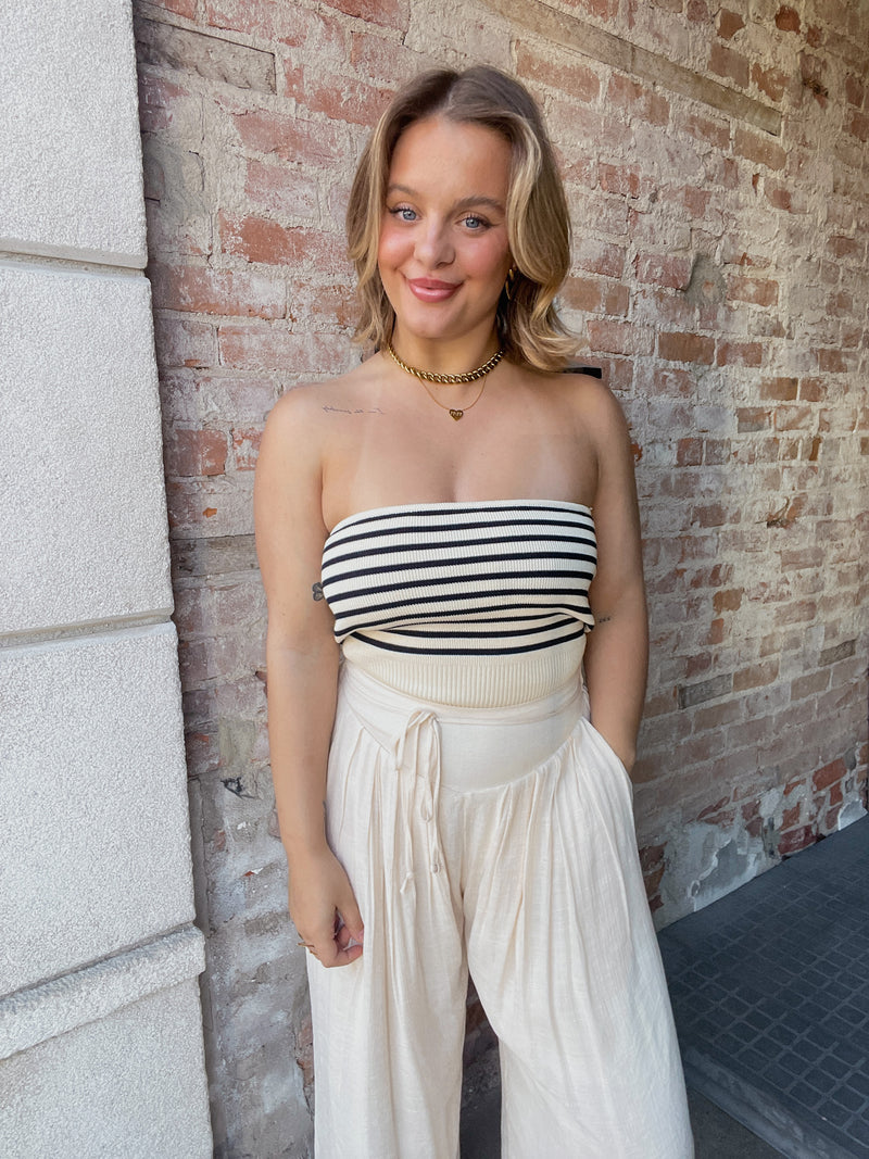 Navy Striped Tube Top