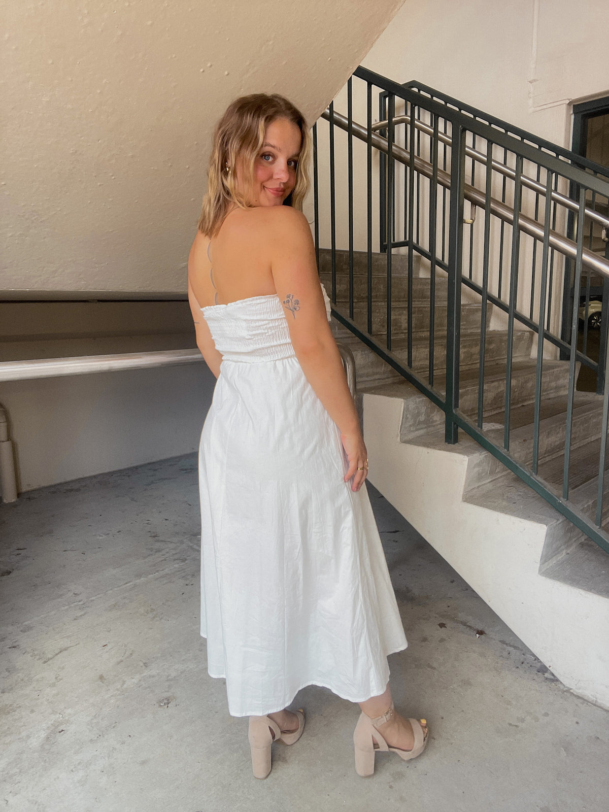 Sleeveless Cotton Maxi Dress - Off White