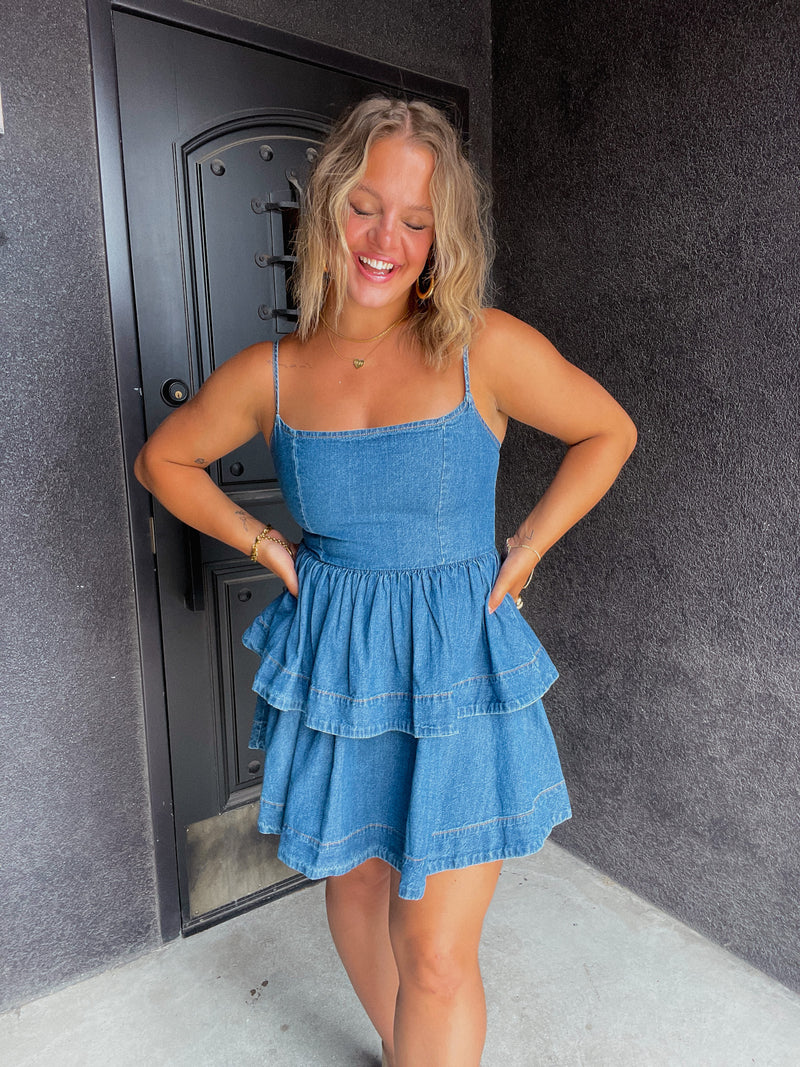 Denim Ruffle Dress