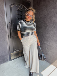 Fuzzy Striped Sweater Top