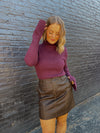 Elaine Power Shoulder Mock Neck Sweater Top