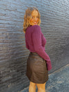 Elaine Power Shoulder Mock Neck Sweater Top