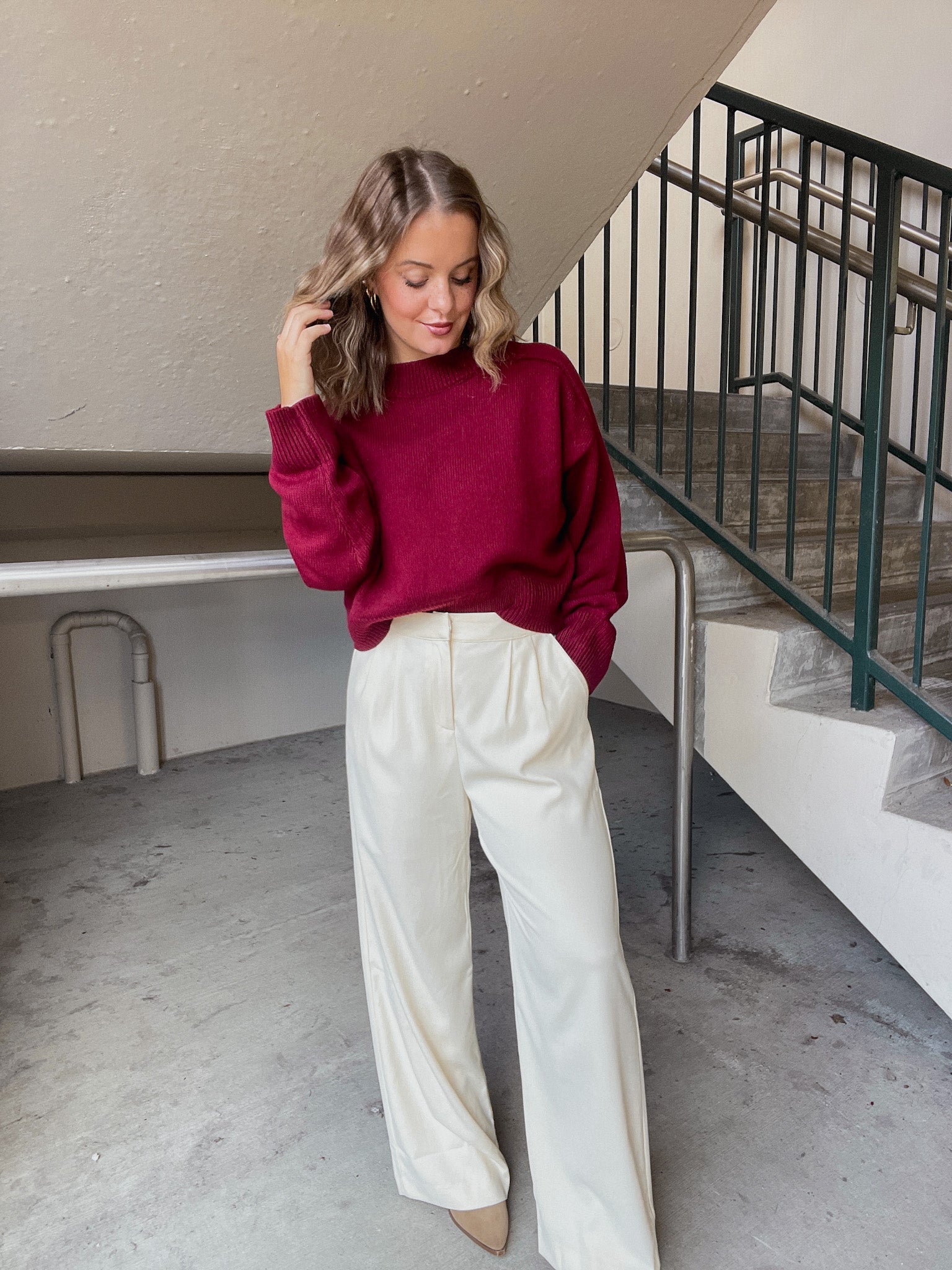 Sadie & Sage Midday Latte Front Pleated Pants
