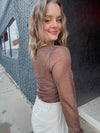 Elaina Lurex Sheer Top Espresso