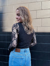 LS Floral Mesh Top - Black