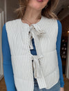 Stripe Tie Front Puffer Vest