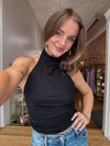Halter Cowl Neck Top - Black