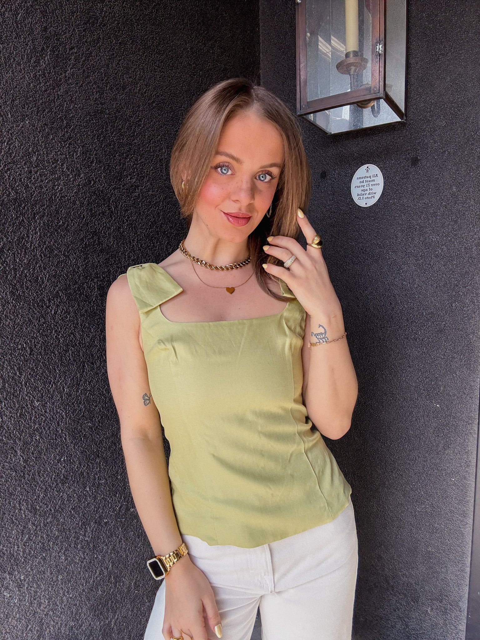 ASTR Jessica Bow Detail Sleeveless Top - Matcha