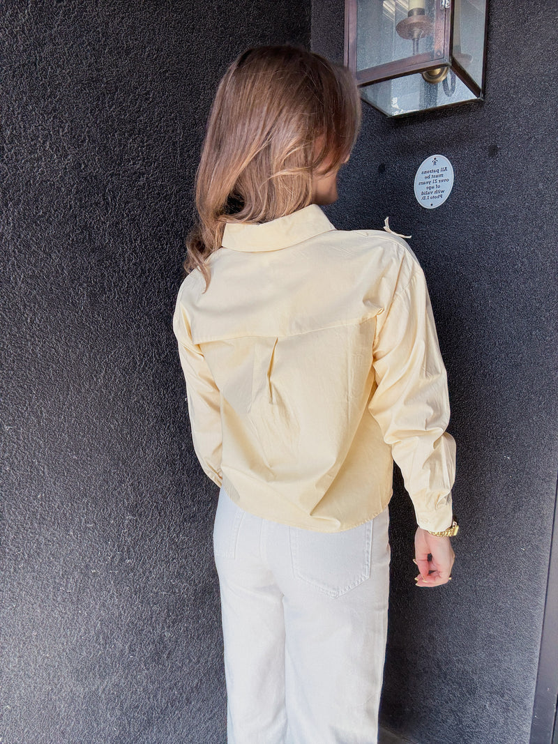 Button Up Bow Top - Butter