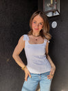 ASTR Jessica Bow Detail Sleeveless Top - White