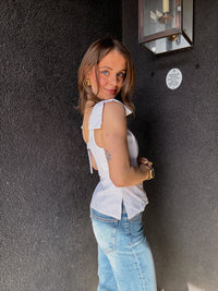 ASTR Jessica Bow Detail Sleeveless Top - White