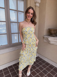ASTR Asymmetrical Tiered Ruffle Midi Dress