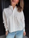 Button Up Bow Top - Off White