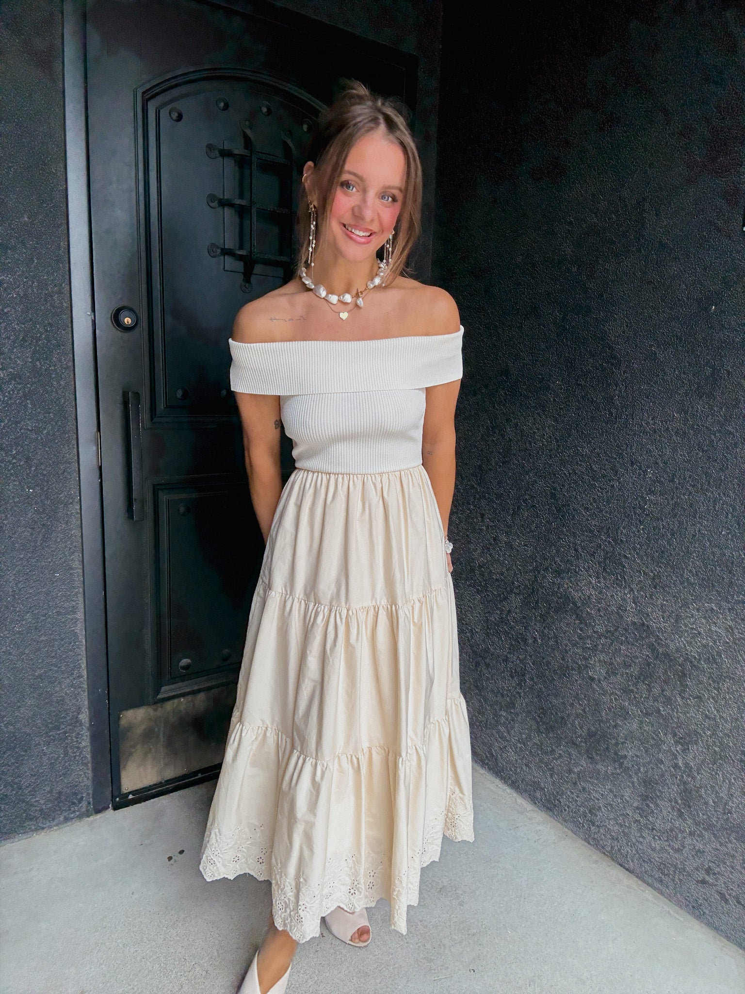 Eyelet Hem Midi Dress