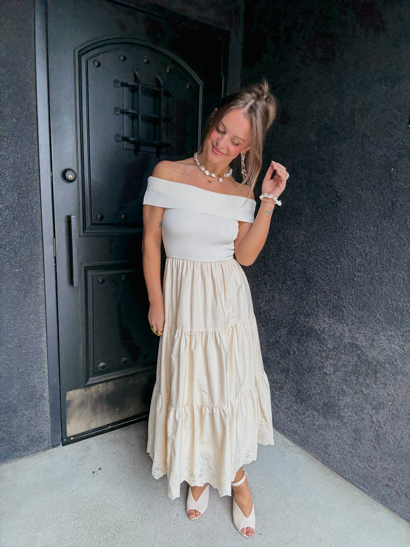 Eyelet Hem Midi Dress