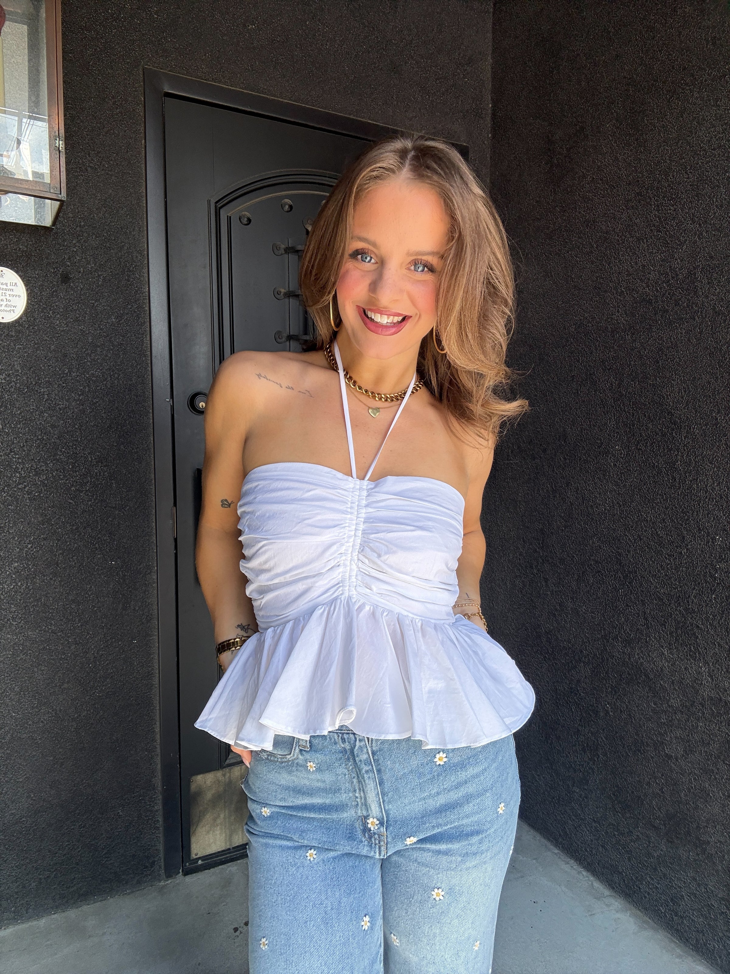 Halter Neck Peplum Top
